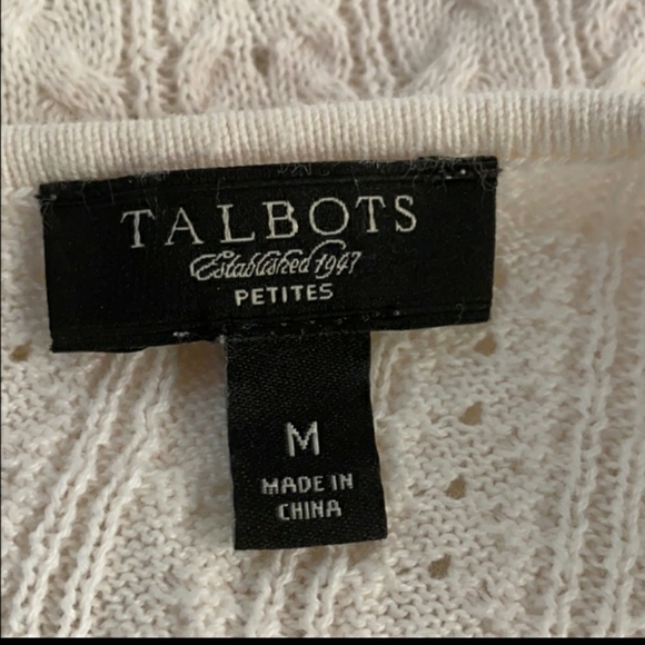 TALBOTS cream V-neck knit sweater - Picture 5 of 6